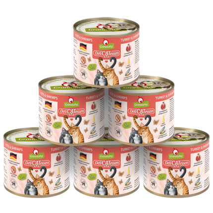 GranataPet DeliCatessen Turkey & Shrimps - grain-free wet food for cats, turkey and shrimp.