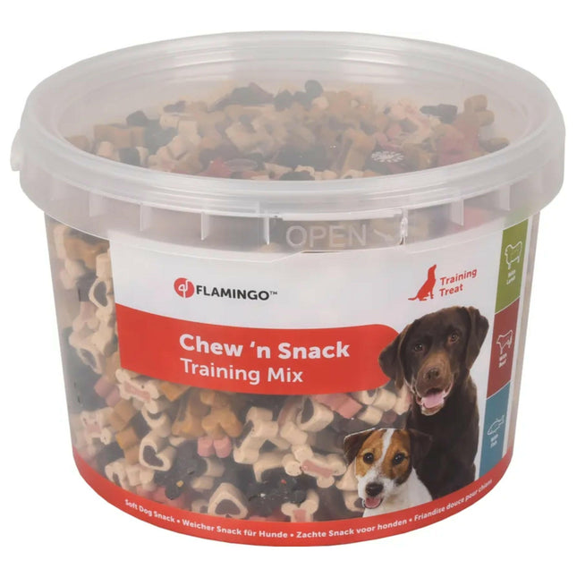 Flamingo Chew'n Snack Training Mix - training treats for dogs, with lamb, beef, and fish.