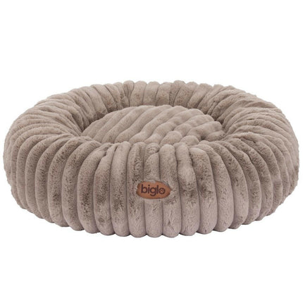Biglo Cobe Donut Mocha - soft, fluffy, and stress-relieving dog bed, coffee color.