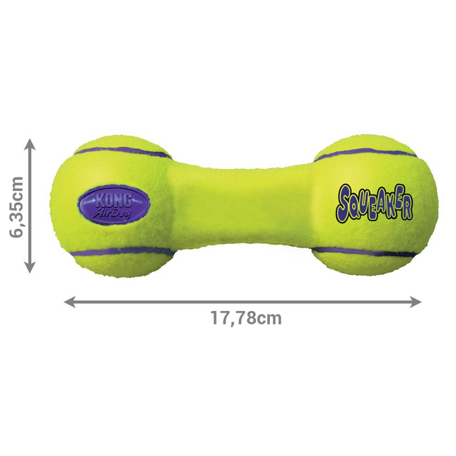 KONG AirDog Squeaker Dumbbell - squeaky toy for dogs, shaped like a dumbbell, floats.