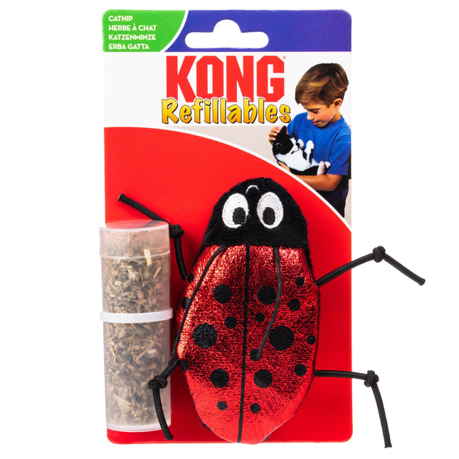 KONG Cat Refillables Catnip Ladybug - cat toy with catnip, shiny ladybug with a supply of catnip.