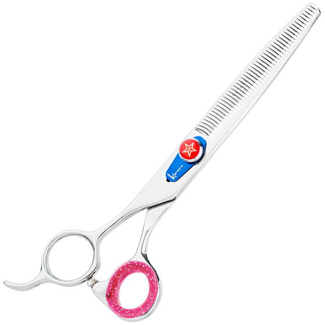 Kenchii Five Star Offset Left Blenders - grooming thinning shears for left-handed users, 46 teeth with micro-serration.