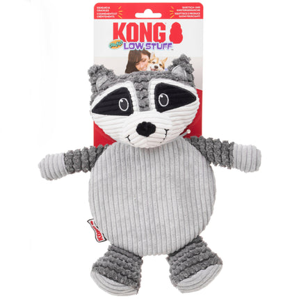 Kong Low Stuff Crackle Raccoon (L) - plush toy for dogs with a crackling squeaker, raccoon with minimal stuffing.