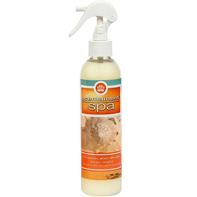 Best Shot Scentament Spa Exotic Island Spray - anti-static scented conditioner that makes it easier to detangle fur, with a tropical fruit scent..
