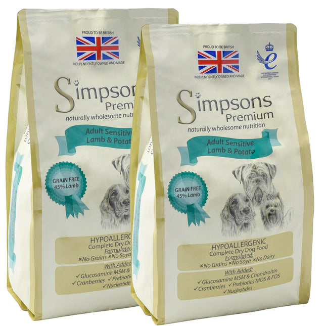 Simpsons Premium Adult Sensitive Lamb & Potato - food for sensitive dogs, lamb and potatoes.