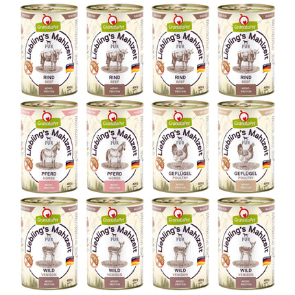 GranataPet Pur Food Set - Monoprotein Grain-Free Wet Dog Food, Mix of 4 Flavors.