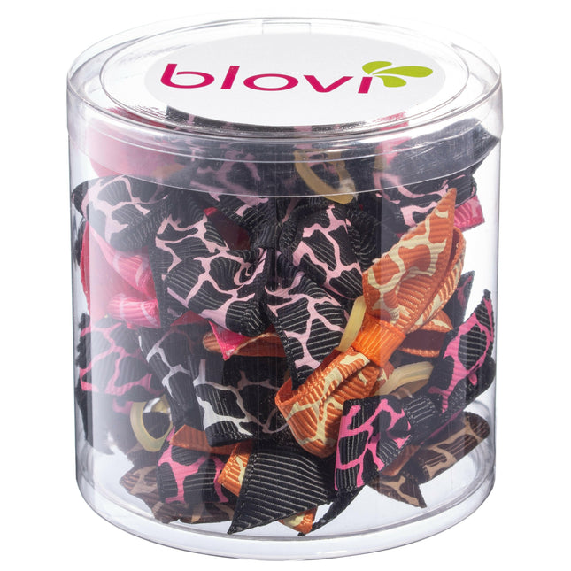 Blovi Bows Wild 25 pcs - colorful leopard print bows for dogs, on elastic bands.