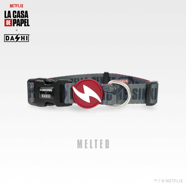 Dashi La Casa De Papel Melted Cat Collar - cat collar with a Money Heist theme, graphite color.