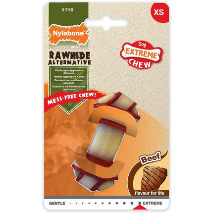 Nylabone Extreme Beef Knot Chew - beef-flavored chew toy for dogs.