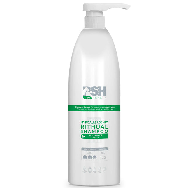 PSH Hypoallergenic Ritual Shampoo - dermatological shampoo for sensitive dog skin.