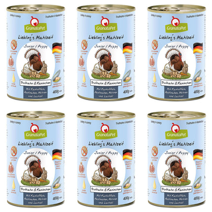 GranataPet Turkey & Rabbit Junior - grain-free wet food for puppies, turkey and rabbit.