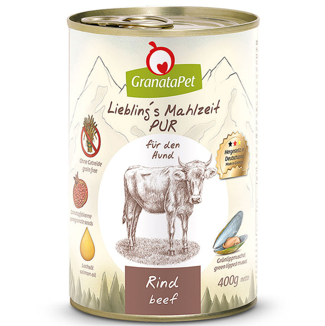 GranataPet Beef Pur - monoprotein grain-free wet food for dogs, beef