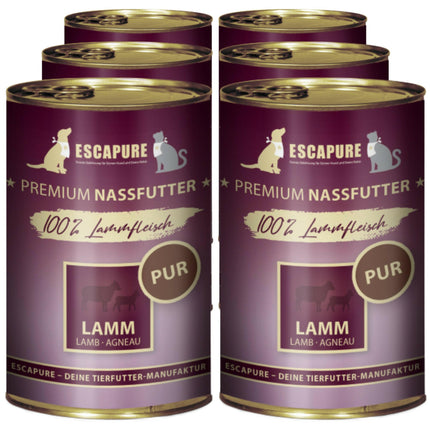 Escapure Lamb Pure - wet food for dogs and cats, 100% lamb.
