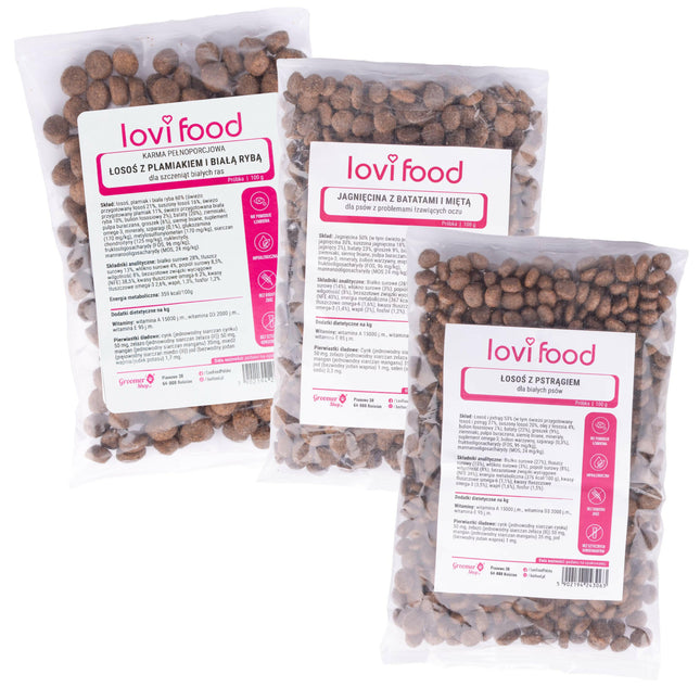 Lovi Food - dog food samples, small breed set.