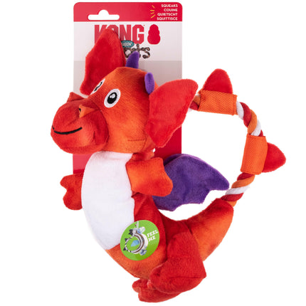 KONG Dragon Knots - plush dragon for dogs, toy with rope inside.