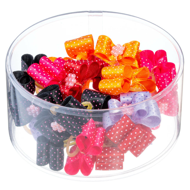 Blovi Bows Dots 25 pcs - elegant, colorful polka dot bows on elastic, for dogs.
