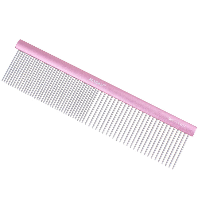 Madan Professional Light Comb 19cm - professional, lightweight comb with an aluminum handle and mixed tooth spacing, pins.