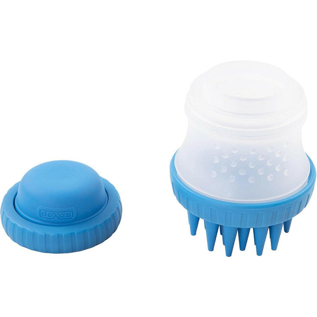 Dexas ScrubBuster - silicone dog bathing brush with dispenser.