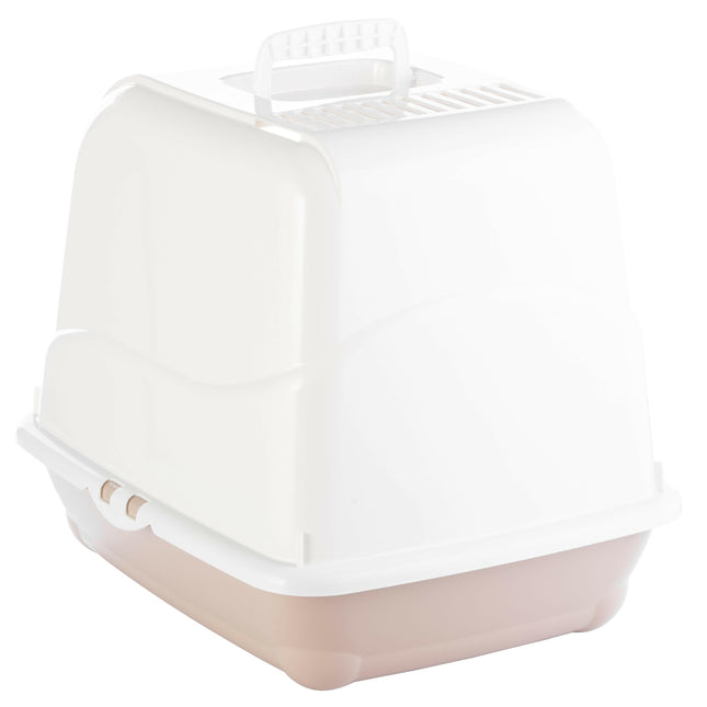 Record Oliver Cat Litter Box - enclosed litter box for cats, with a flap and filter - Beige - Gray.