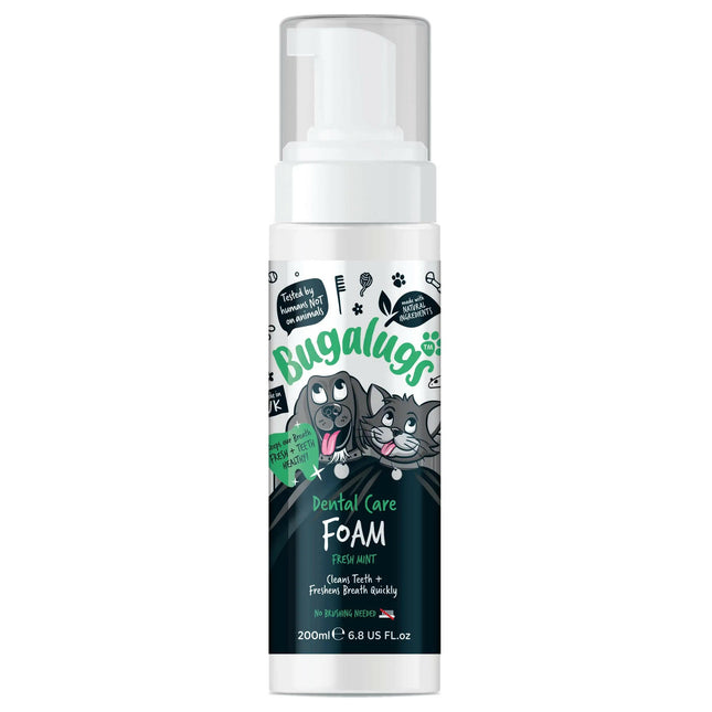 Bugalugs Dental Care Foam - tooth foam for dogs and cats, no brushing required.