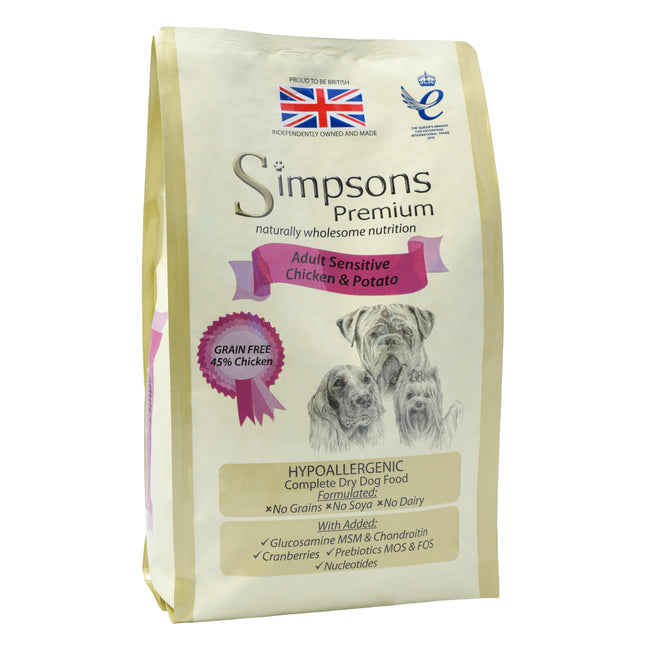 Simpsons Premium Adult Sensitive Chicken & Potato - food for sensitive dogs, chicken and potatoes.