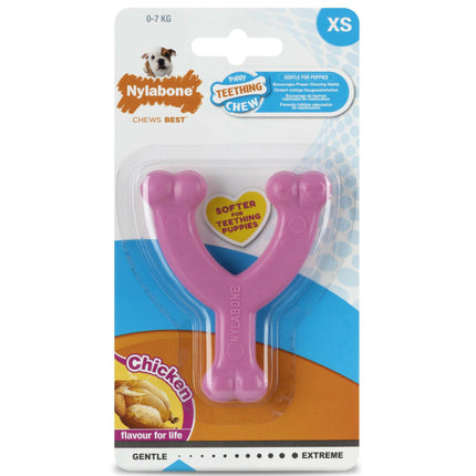 Nylabone Puppy Chicken Wishbone - chew toy for puppies, with a chicken scent.