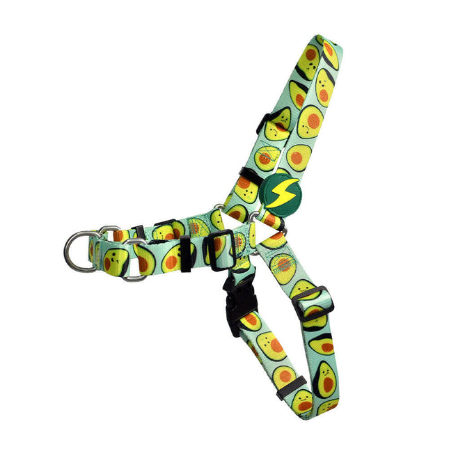 Dashi Avocado Front Harness - Norwegian harness for dogs, no-pull, avocado pattern.