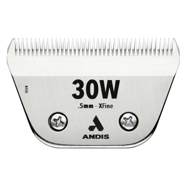 Andis Ceramic EDGE 30W XFine Wide Blade - wide ceramic blade for Snap-On clippers, chrome-plated steel.