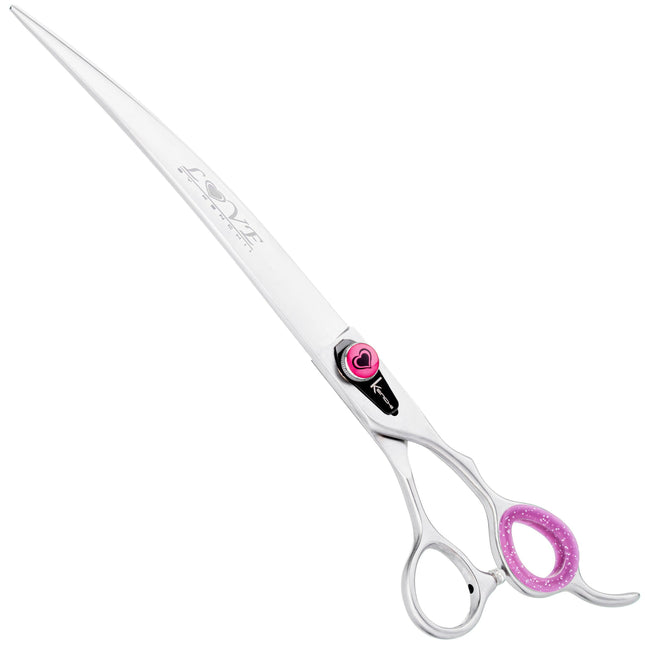 Kenchii Love Curved Scissors - professional grooming scissors with an ergonomic handle, curved.
