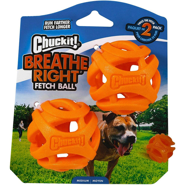 ChuckIt! Breathe Right Fetch Ball M (6.4cm) - soft breathable ball for medium dogs - 2 pieces.