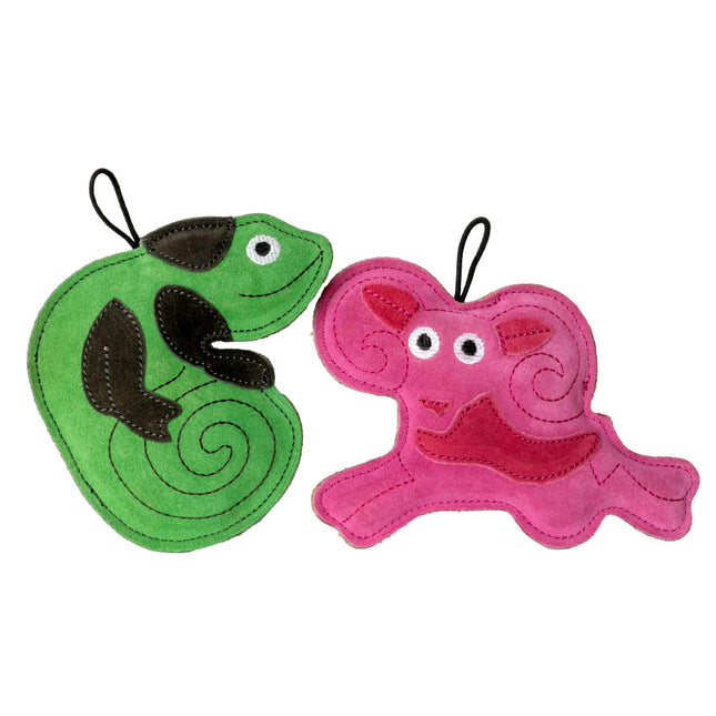 Kiwi Walker Leather Toy Chameleon - natural leather toy for dogs, chameleon.