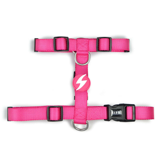 Dashi Solid Back Harness Pink - adjustable guard harness for dogs, pink.