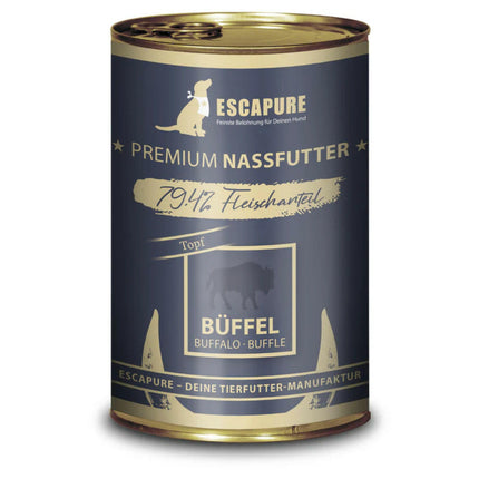 Escapure Buffalo Pot - wet dog food, buffalo, beef with vegetables.