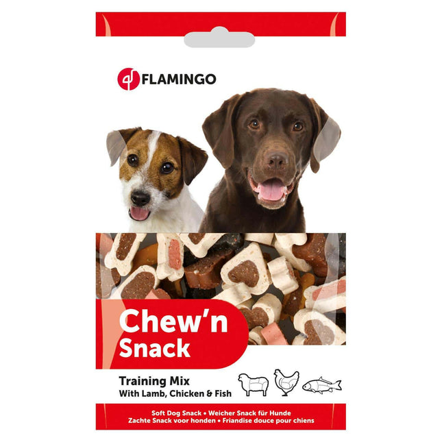 Flamingo Chew'n Snack Training Treats - training snacks for dogs, with lamb, chicken, and rice.