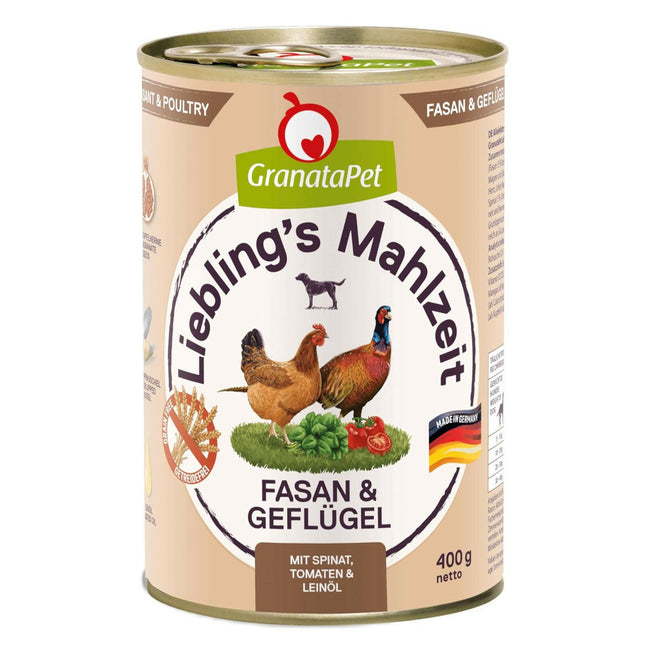 GranataPet Pheasant & Poultry - grain-free wet dog food, pheasant and poultry.