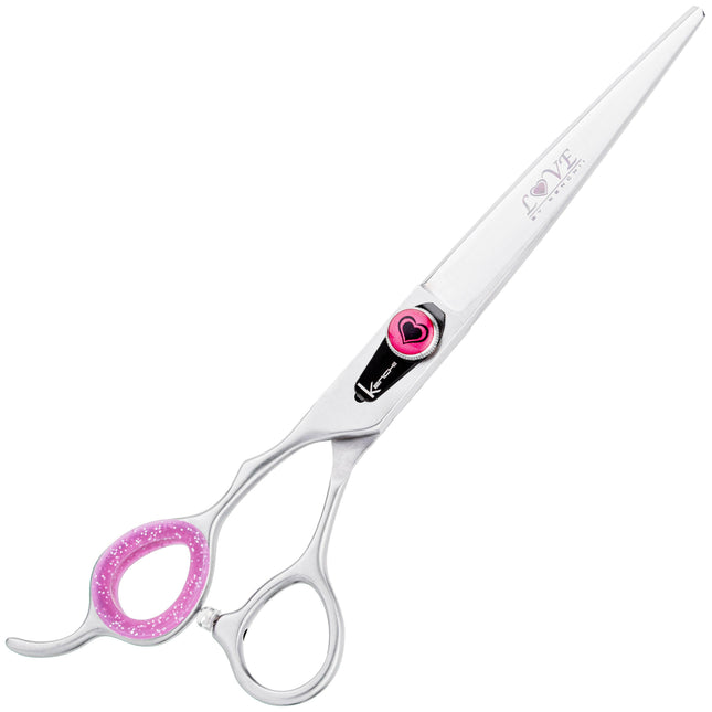 Kenchii Love Lefty Straight Scissors - professional left-handed grooming scissors with an ergonomic handle, straight design.