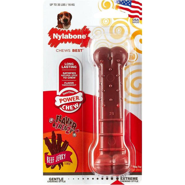 Nylabone Extreme - Textured Beef Jerky - dental chew for dogs, dried beef flavor.