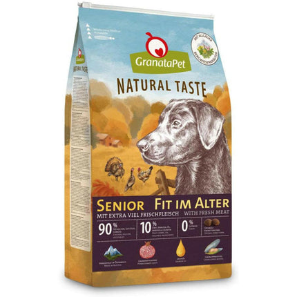 GranataPet Natural Taste Senior - grain-free food for senior dogs, with reduced fat content.