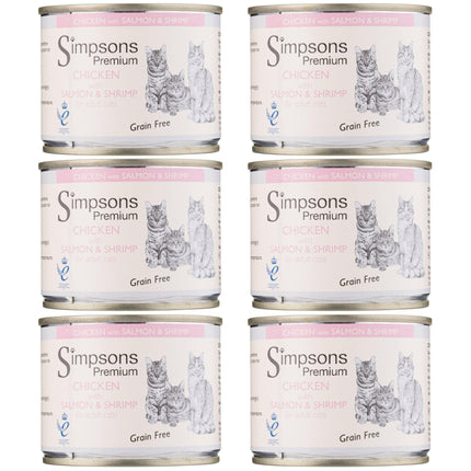 Simpsons Premium Cat Chicken with Shrimp - grain-free wet food for cats, chicken, salmon, and shrimp.
