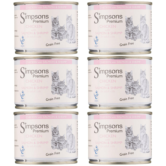 Simpsons Premium Cat Chicken with Shrimp - grain-free wet food for cats, chicken, salmon, and shrimp.