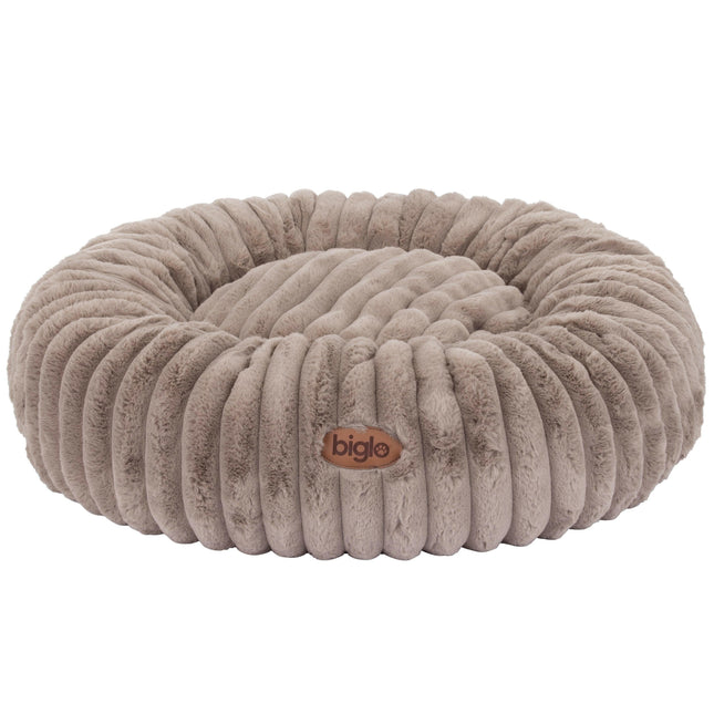 Biglo Cobe Donut Mocha - soft, fluffy, and stress-relieving dog bed, coffee color.