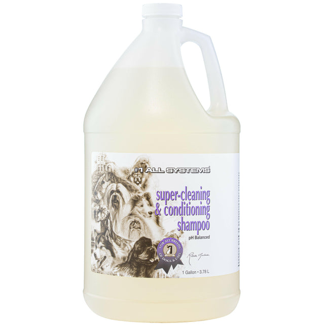 1 All Systems Super Cleaning & Conditioning Shampoo - strengthening coat shampoo for puppies and sensitive dogs.