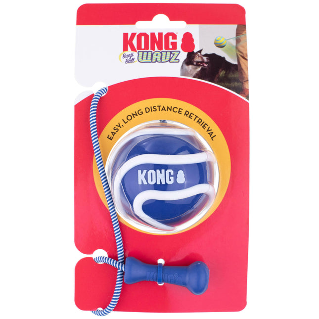 KONG Wavz Bunji Ball M - dog ball with elastic cord, floating fetch toy.