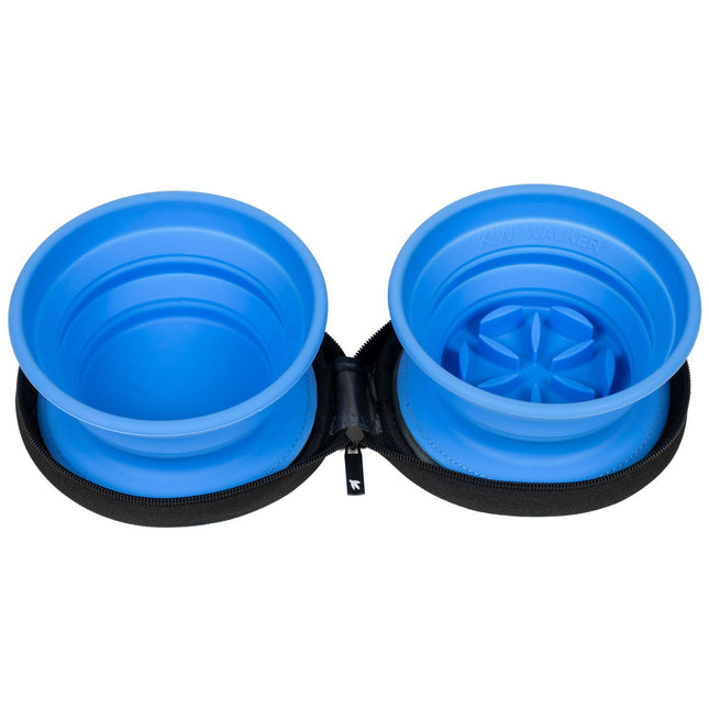 Kiwi Walker Double Travel Bowl With Slow Feeder - travel bowl, slow feeding, for dogs and cats, silicone.