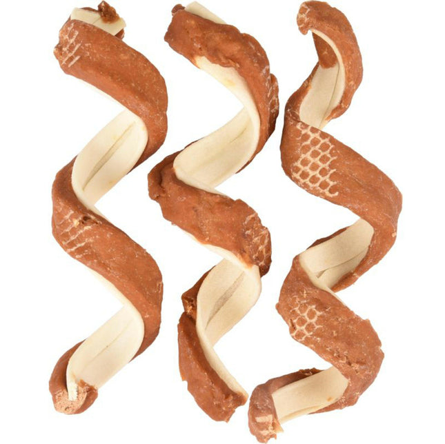 Flamingo R'hide Curls Duck - dog treats, twisted beef hide with duck.