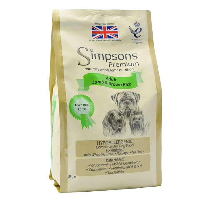 Simpsons Premium Adult Lamb & Rice - dog food, lamb and rice.