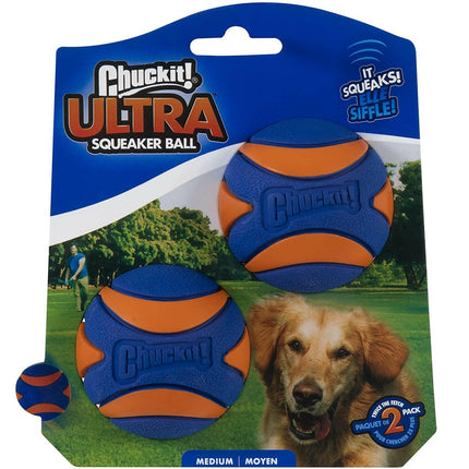 Chuckit! Ultra Squeaker Ball M (6.4cm) - bouncy dog ball with squeaker - 2pcs.