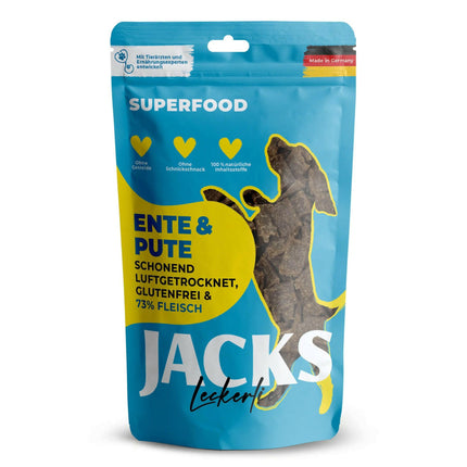 Jacks Superfood Treats Duck & Turkey - dog snacks, 73% meat from duck and turkey.