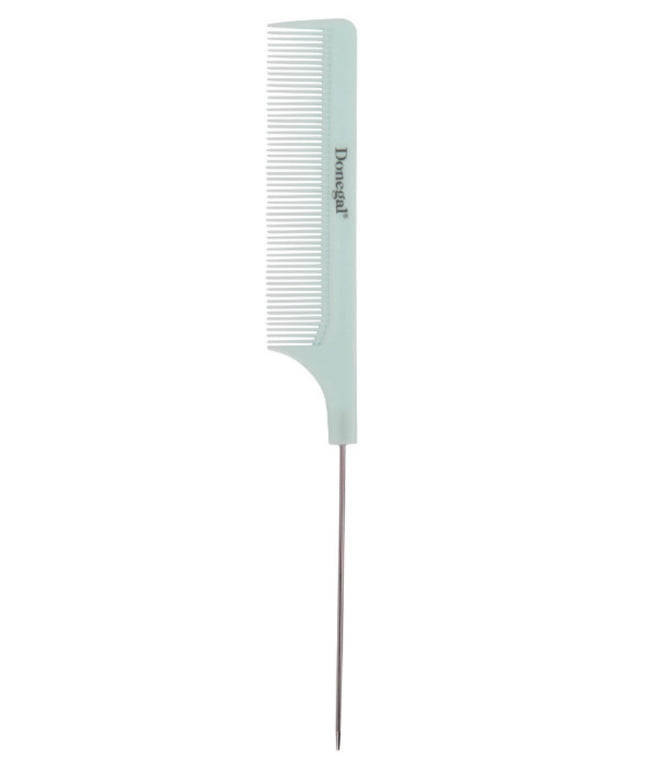 Dog comb with metal pin for parting