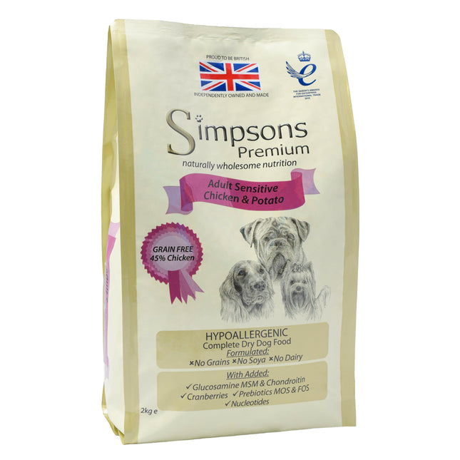 Simpsons Premium Adult Sensitive Chicken & Potato - food for sensitive dogs, chicken and potatoes.